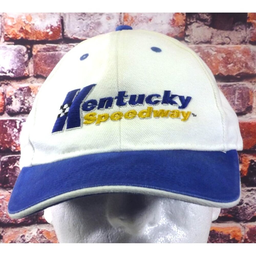 Kentucky Speedway White & Blue Adjustable Baseball Cap With Embroidered Logo